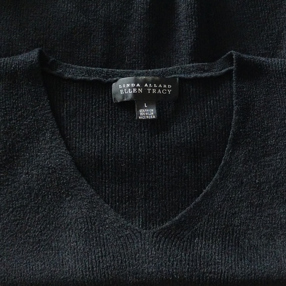 Linda Allard Ellen Tracy Sz L Sweater Navy Blue - Picture 3 of 3